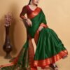 Dark Green Jacquard Silk Saree - Image 3