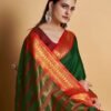 Dark Green Jacquard Silk Saree - Image 4