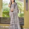 Light Brown Printed Chiffon Saree - Image 2