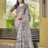 Light Brown Printed Chiffon Saree