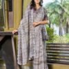Light Brown Printed Chiffon Saree - Image 6