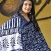 Ready To Wear Dark Blue Printed Cotton Saree - Image 15