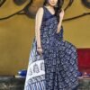 Ready To Wear Dark Blue Printed Cotton Saree - Image 14