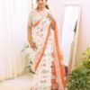 Ready to Wear White Printed Cotton Saree