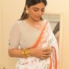 Ready to Wear White Printed Cotton Saree - Image 10