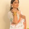 Ready to Wear White Printed Cotton Saree - Image 11