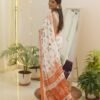 Ready to Wear White Printed Cotton Saree - Image 2