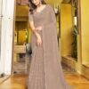 Beige Chiffon Stone Work Swarovski Saree - Image 4