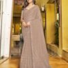 Beige Chiffon Stone Work Swarovski Saree