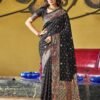 Black Jacquard Silk Saree - Image 2