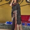 Black Jacquard Silk Saree - Image 4