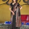 Black Jacquard Silk Saree - Image 5