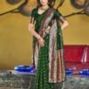 Green Jacquard Silk Saree - Image 5
