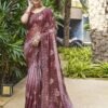Maroon Printed Lycra Saree