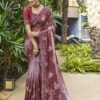 Maroon Printed Lycra Saree - Image 3