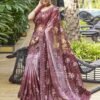 Maroon Printed Lycra Saree - Image 4