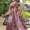 Maroon Printed Lycra Saree - Image 5