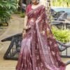 Maroon Printed Lycra Saree - Image 6