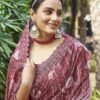 Maroon Printed Lycra Saree - Image 7