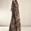 Dark Brown Printed Silk Saree - Image 3