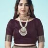 Brown Jacquard Silk Saree - Image 7