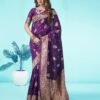 Dark Purple Jacquard Silk Saree