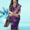 Dark Purple Jacquard Silk Saree - Image 3