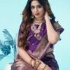 Dark Purple Jacquard Silk Saree - Image 4