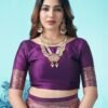Dark Purple Jacquard Silk Saree - Image 6