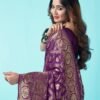 Dark Purple Jacquard Silk Saree - Image 5