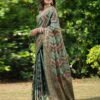 Green Jacquard Organza Saree - Image 3