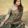 Green Jacquard Organza Saree - Image 4