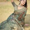 Green Jacquard Organza Saree - Image 7
