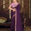 Wine Plain Silk Saree