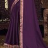 Wine Plain Silk Saree - Image 3