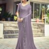 Dull Light Purple Plain Silk Saree - Image 3