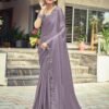 Dull Light Purple Plain Silk Saree - Image 4