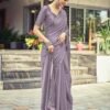 Dull Light Purple Plain Silk Saree - Image 5
