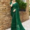 Dark Green Plain Georgette Saree