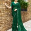 Dark Green Plain Georgette Saree - Image 4