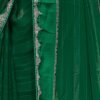 Dark Green Plain Georgette Saree - Image 7