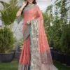Teal Blue Jacquard Organza Saree