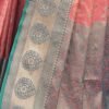 Teal Blue Jacquard Organza Saree - Image 7