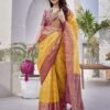Pink Jacquard Organza Saree - Image 4