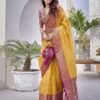 Pink Jacquard Organza Saree - Image 3