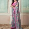 Grey Printed Georgette Saree