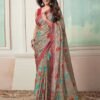 Beige Printed Georgette Saree - Image 4