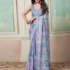 Grey Printed Georgette Saree