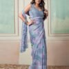 Grey Printed Georgette Saree - Image 3