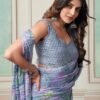 Grey Printed Georgette Saree - Image 6